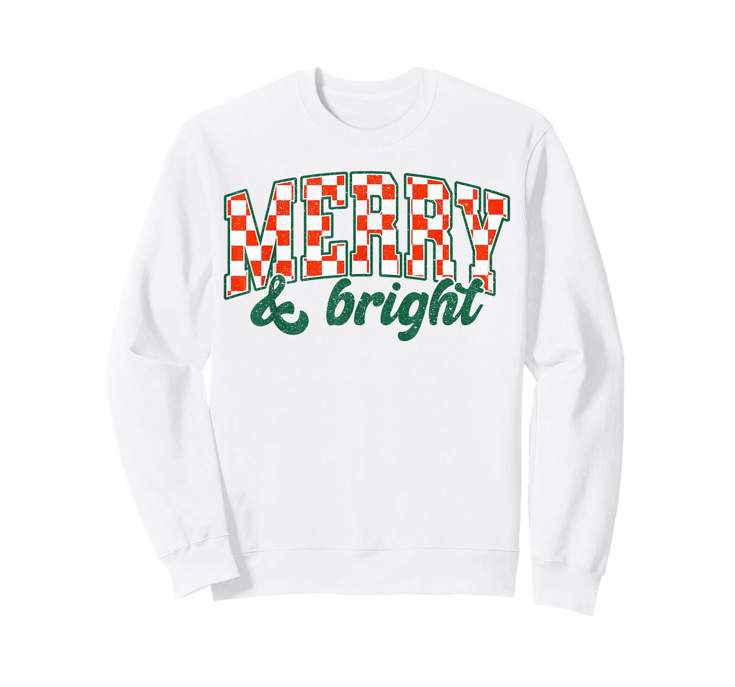 Merry Xmas Bright Cute Christmas Checkered Holiday Men Women T-Shirt