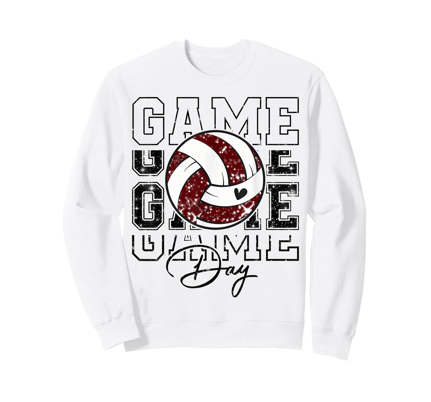 Volleyball Game Day Girls Volleyball Mom Maroon & White T-Shirt