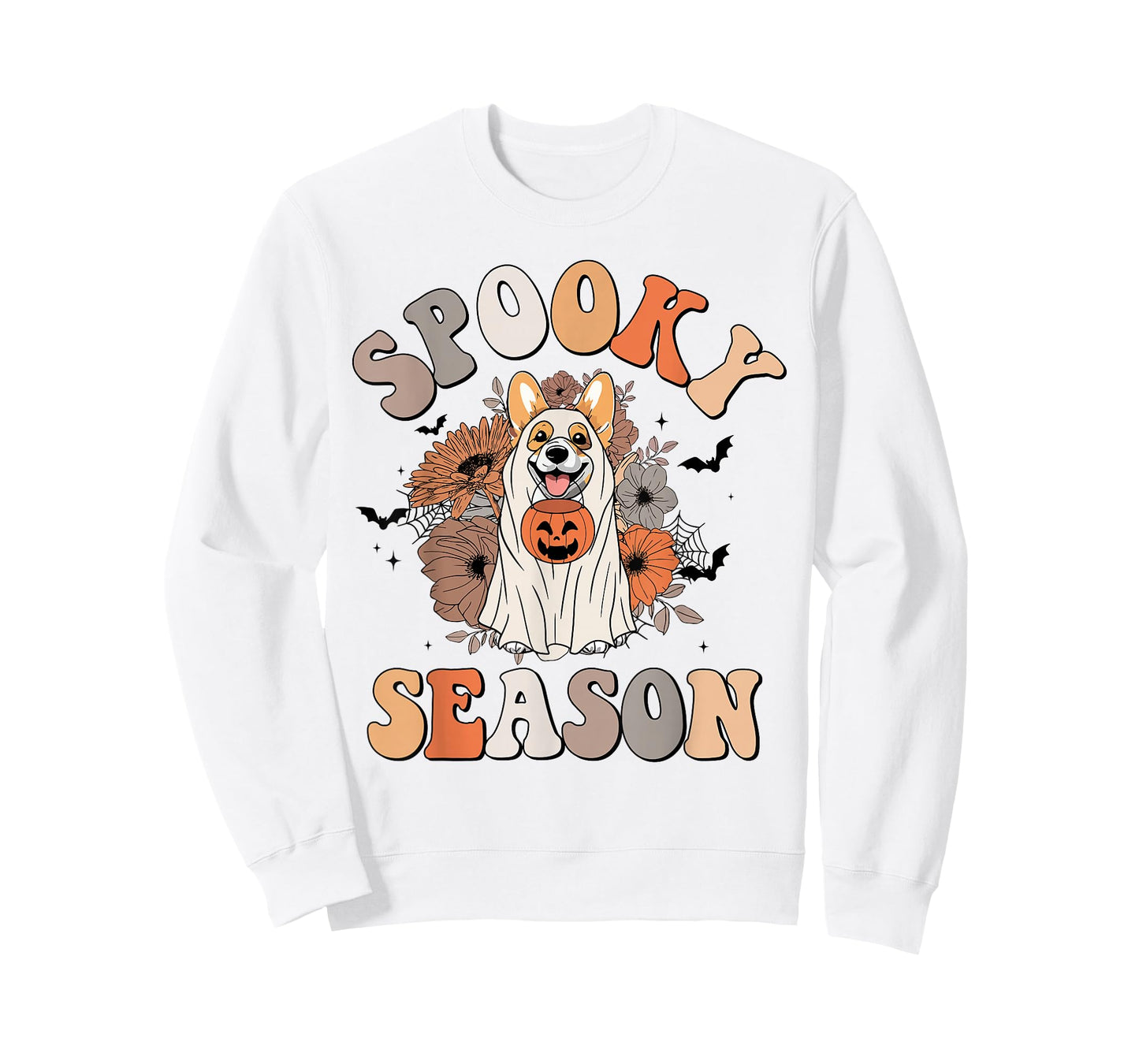Funny Groovy Corgi Dogs Dressed As Ghost Boo Sheet Halloween T-Shirt