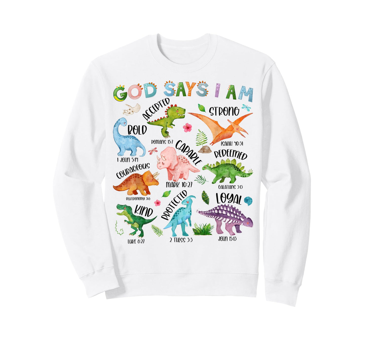 God Says I Am Dinosaur Lover Bible Verse Kids Toddler Boys T-Shirt