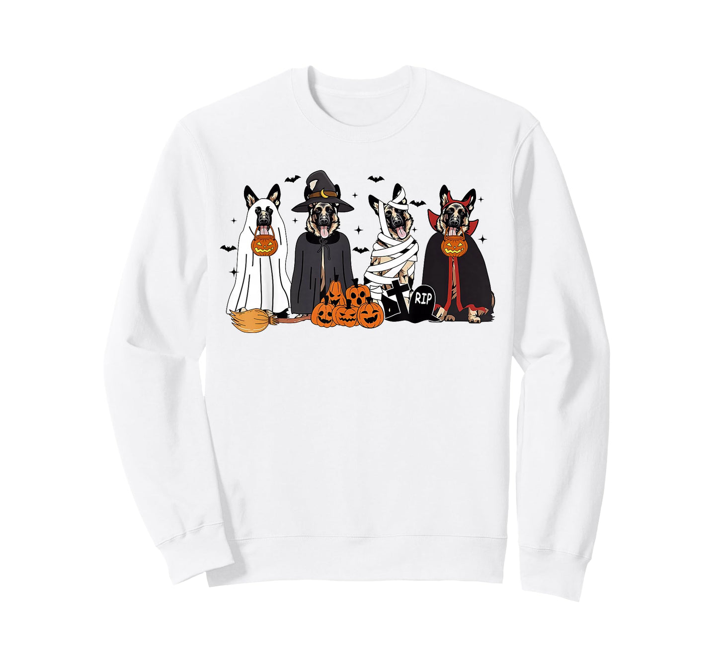 Funny German Shepherd Dogs Dressed As Ghost Spooky Halloween T-Shirt