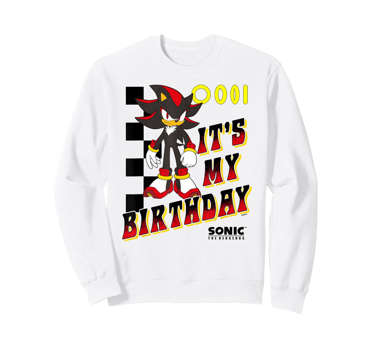 Sonic The Hedgehog Shadow It's My Birthday Big Chest Logo T-Shirt