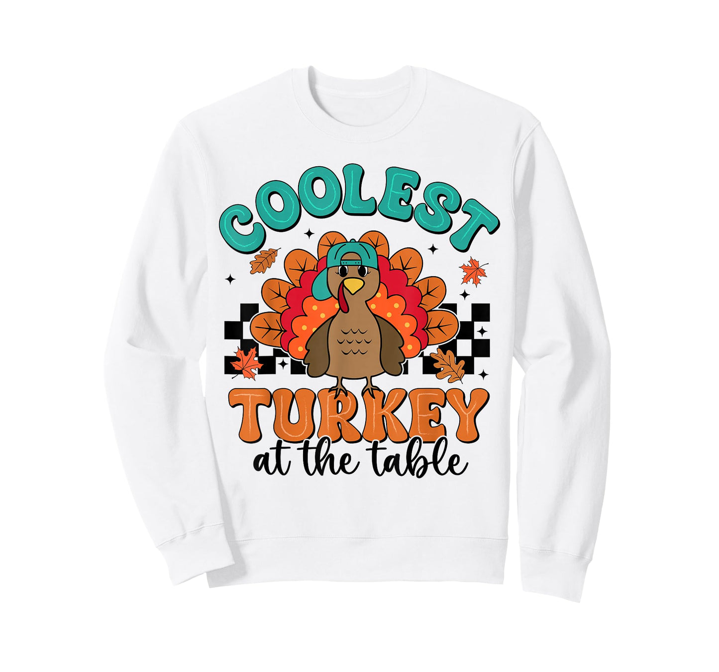 Coolest Turkey at The Table Thanksgiving Boys Kids Toddlers T-Shirt