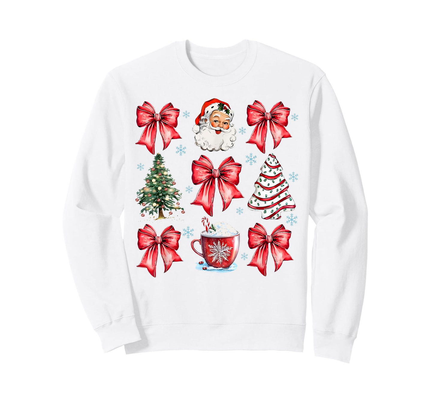 Retro Christmas Coquette Bow Santa Coffee Cake Holiday Women T-Shirt
