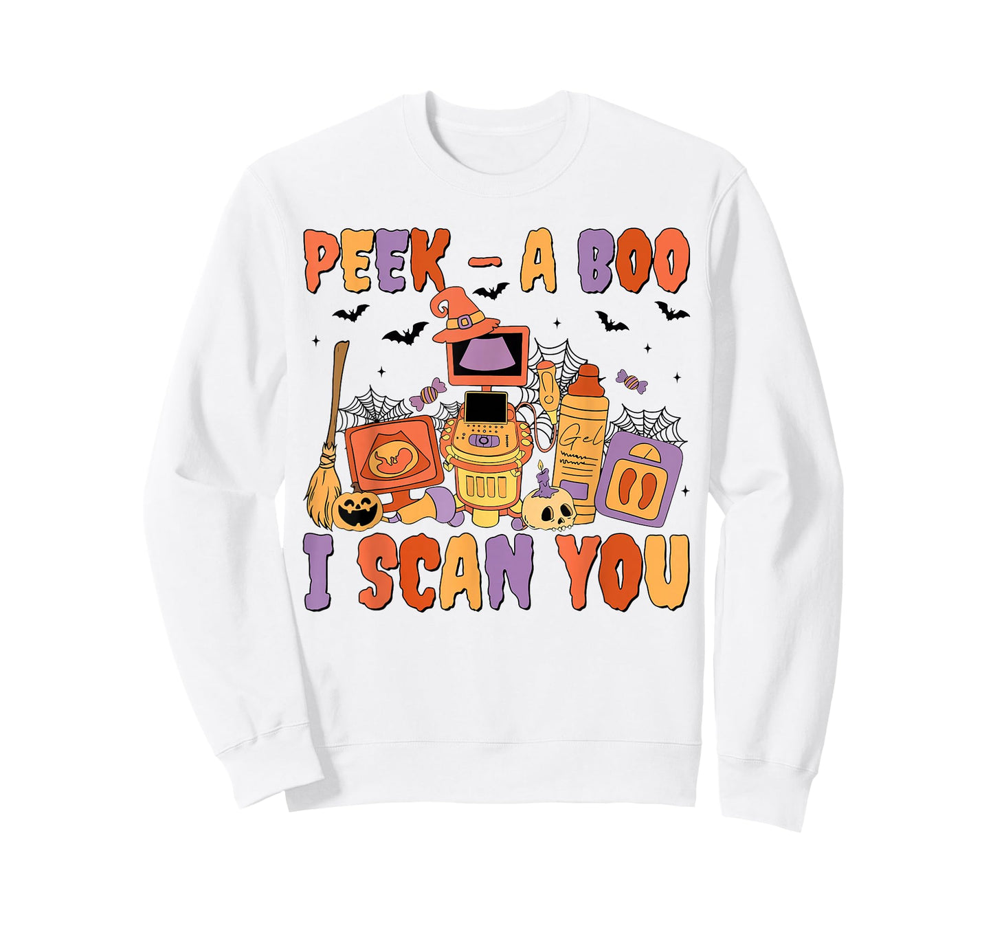 Peek A Boo I Scan You Spooky Sonographer Ultrasound Tech T-Shirt
