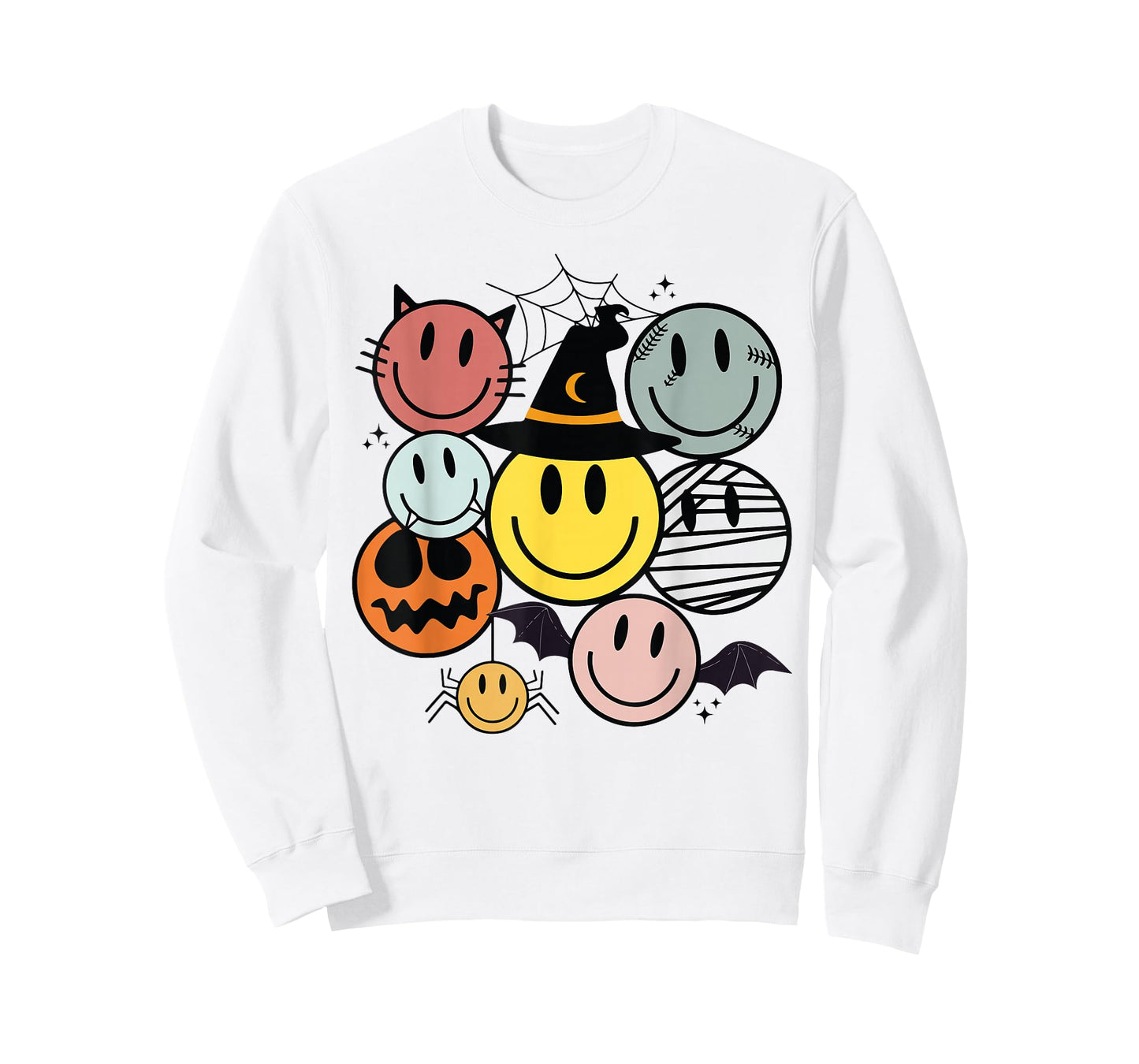 Funny Halloween Smile Face Retro Spooky Men Women Boy Girl T-Shirt