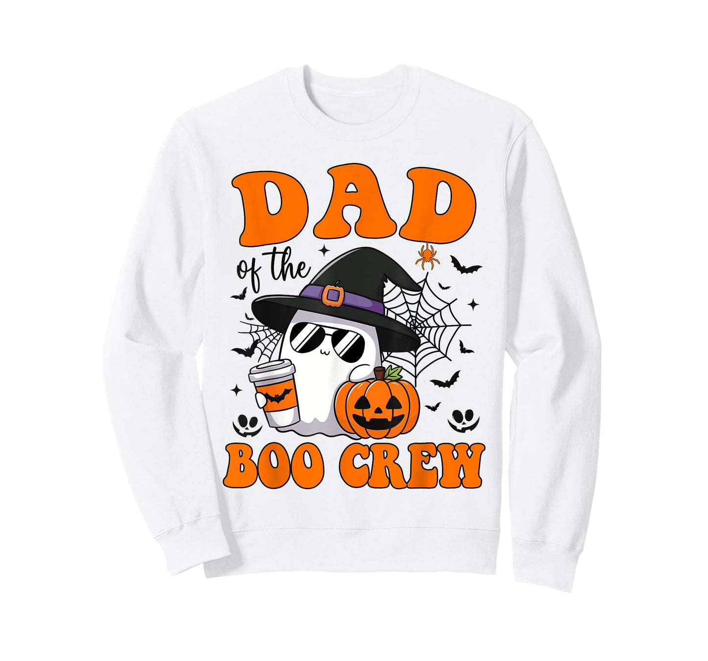 Dad Boo Crew Groovy Ghost Matching Family Halloween T-Shirt