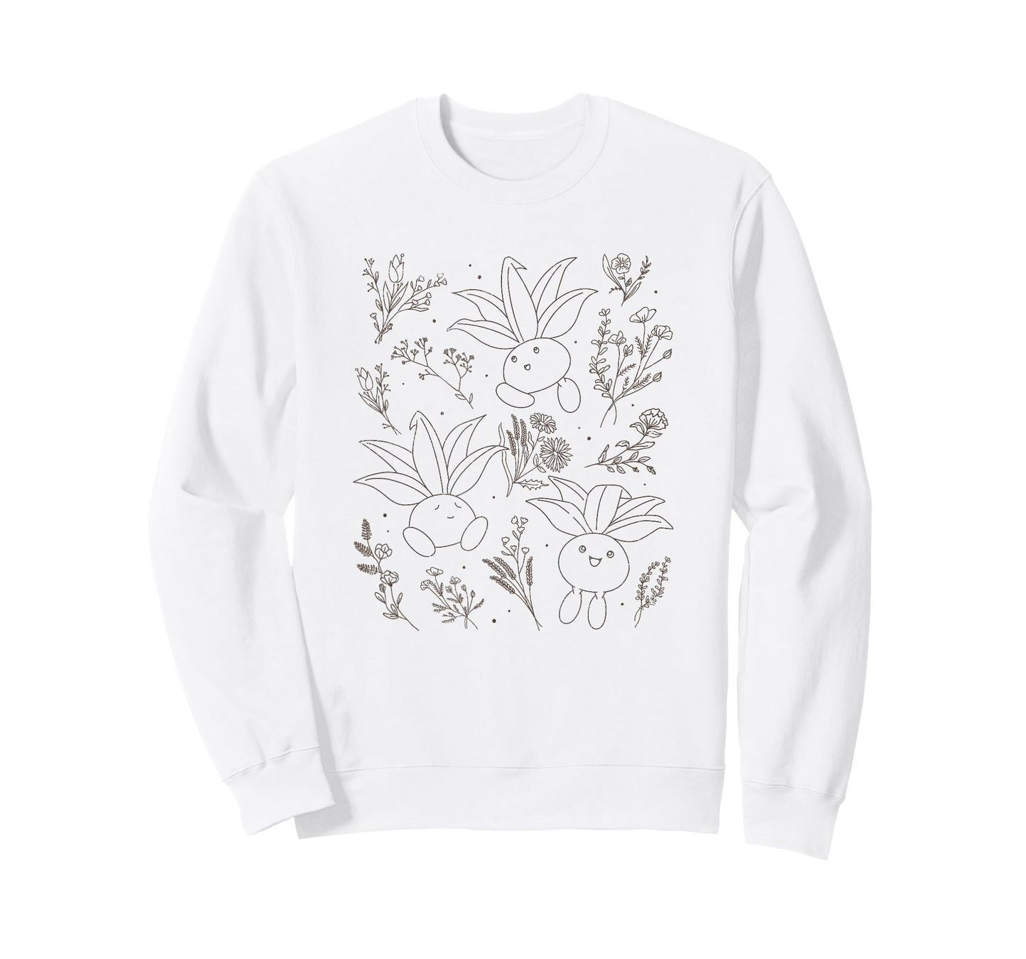 Pokémon Cute Oddish Among The Flowers Outline Portrait T-Shirt