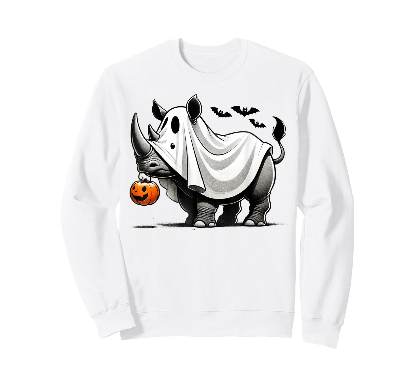 Funny Rhino Ghost Halloween Costume Rhinoceros Jackolantern T-Shirt