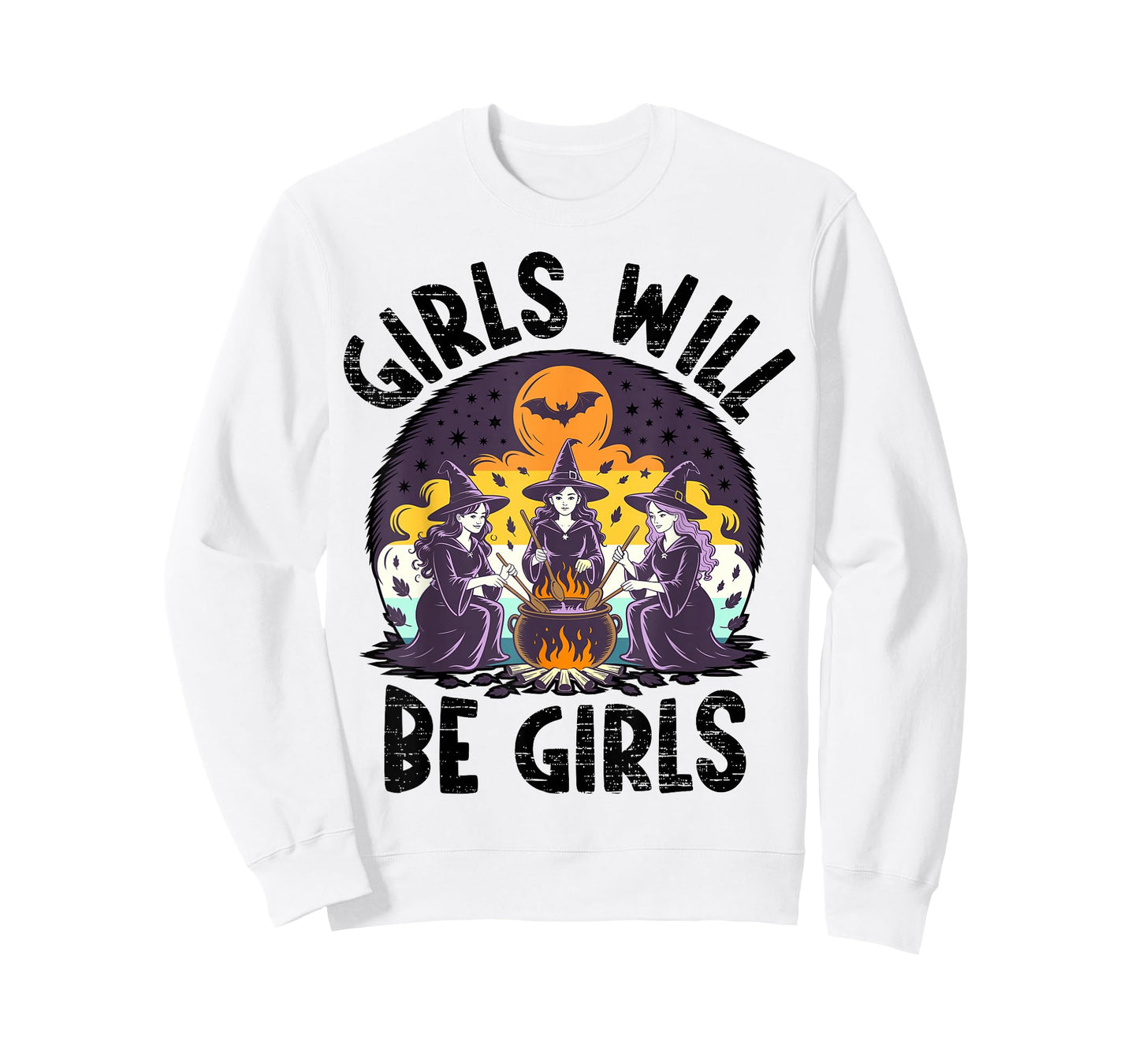 Spooky Season Girls Will Be Girls Witch Vintage Halloween T-Shirt