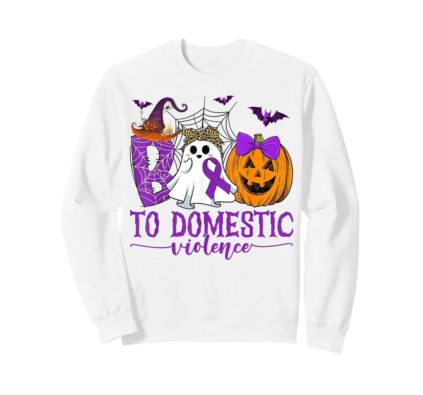 Boo to Domestic Violence Ghost Purple Ribbon Halloween Day T-Shirt