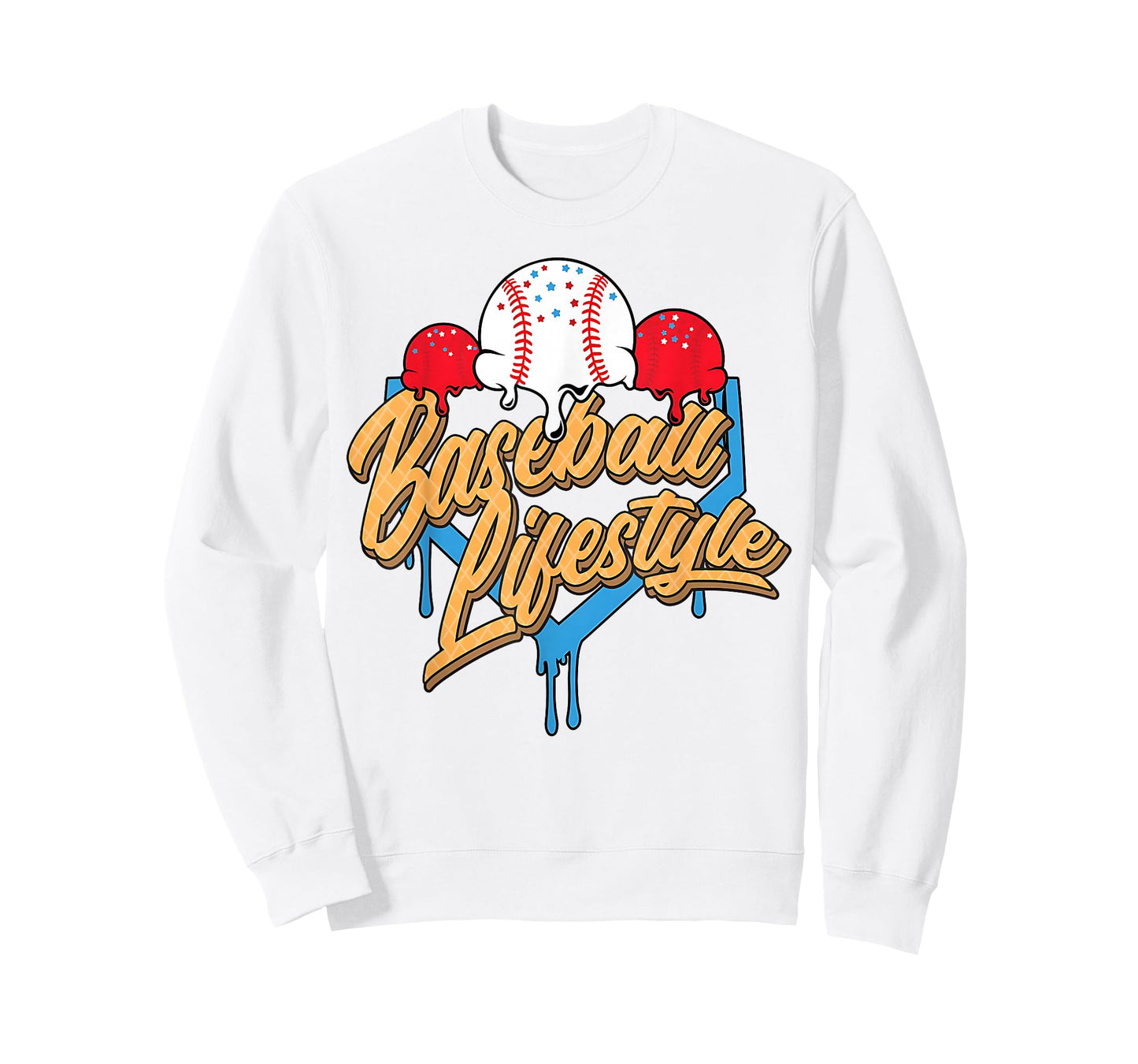 Baseball Lifestyle Home Plate Ice Cream Drip Men Boys Youth T-Shirt