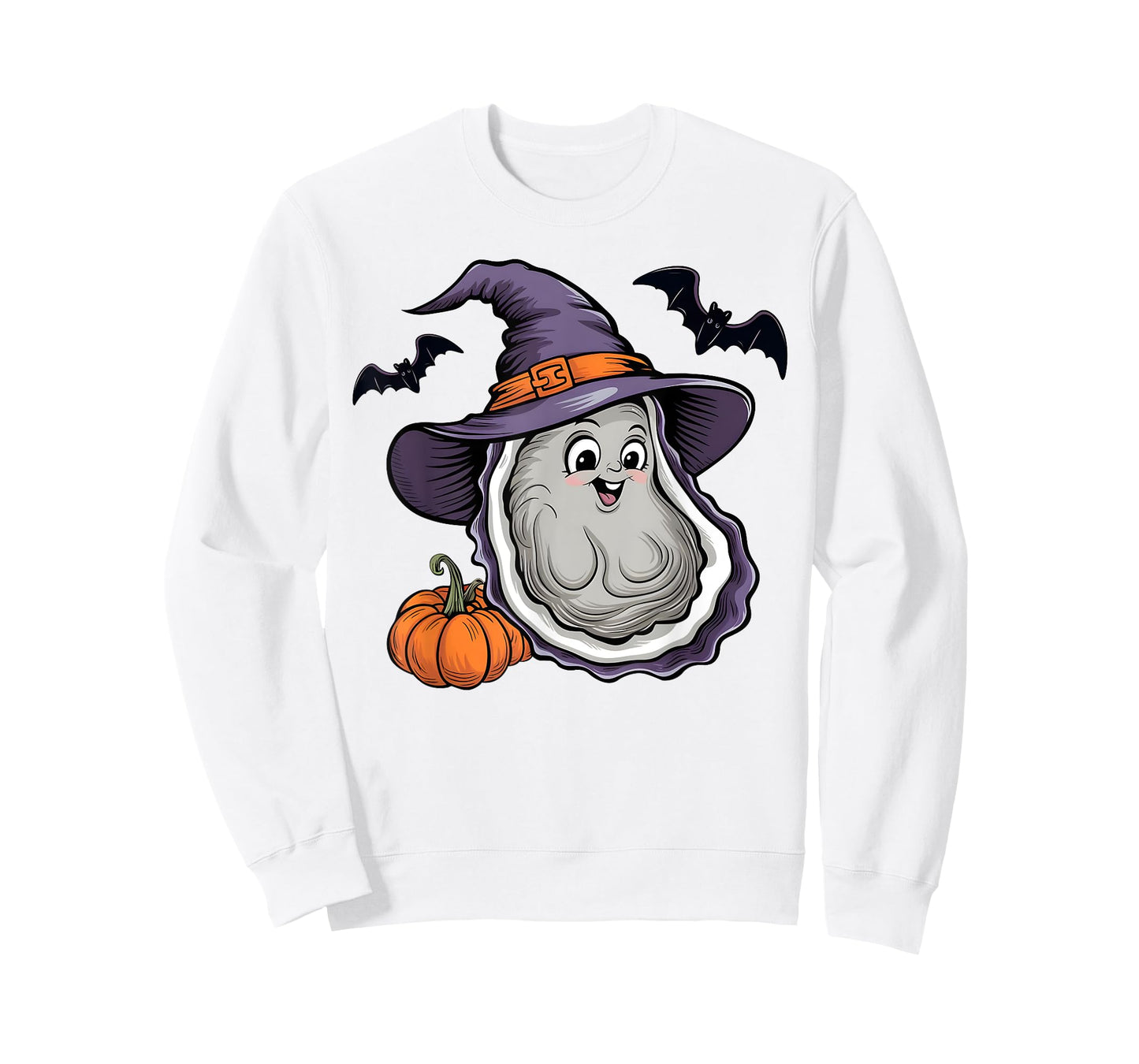 Funny Pumpkin Bat Witch Costume Oyster Halloween T-Shirt