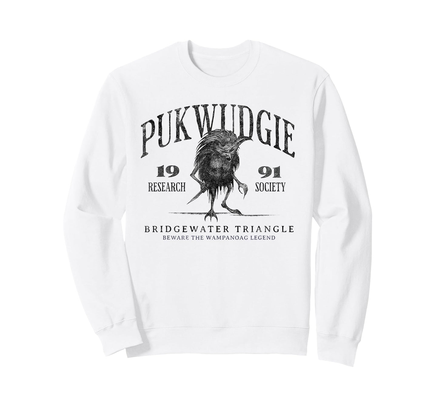Awesome Cryptid Tees Pukwudgie Research Society Est 1991 Bridgewater Triangle Unisex-Adults Grey T-Shirt