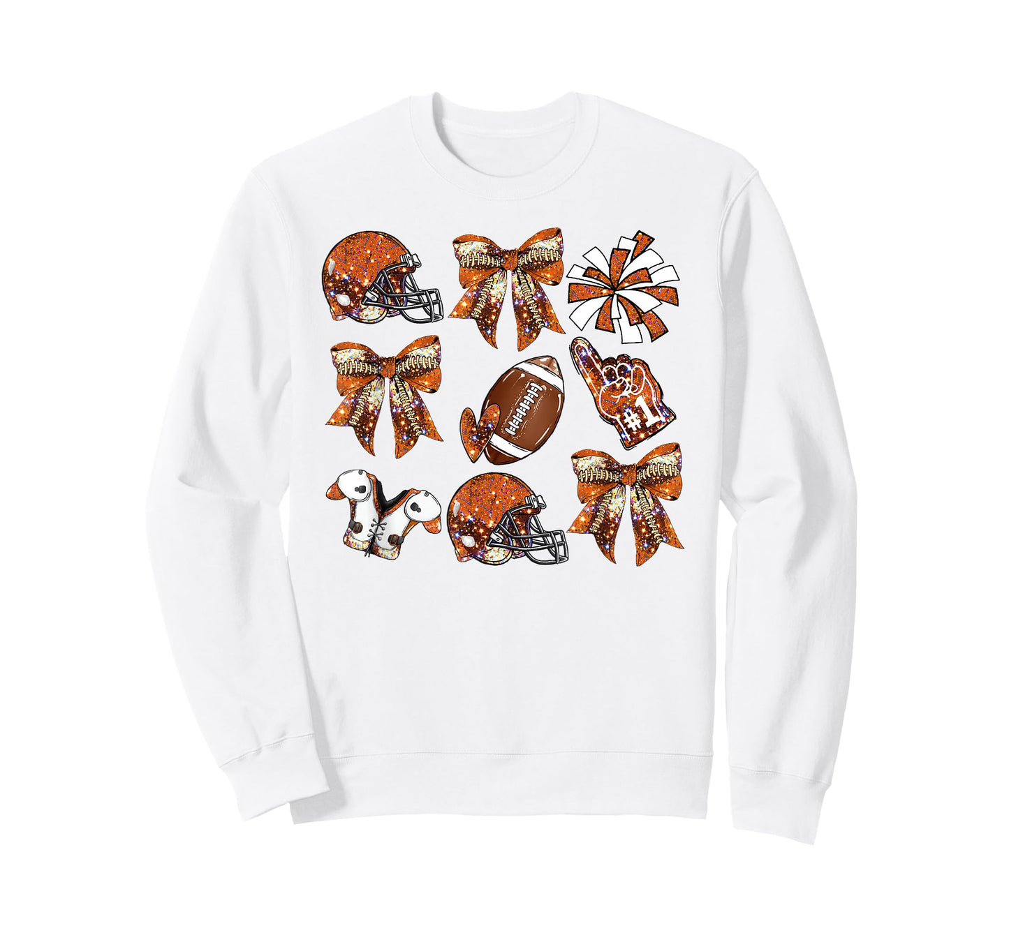 Orange Coquette Bow Football Game Day Women Girls Kids T-Shirt