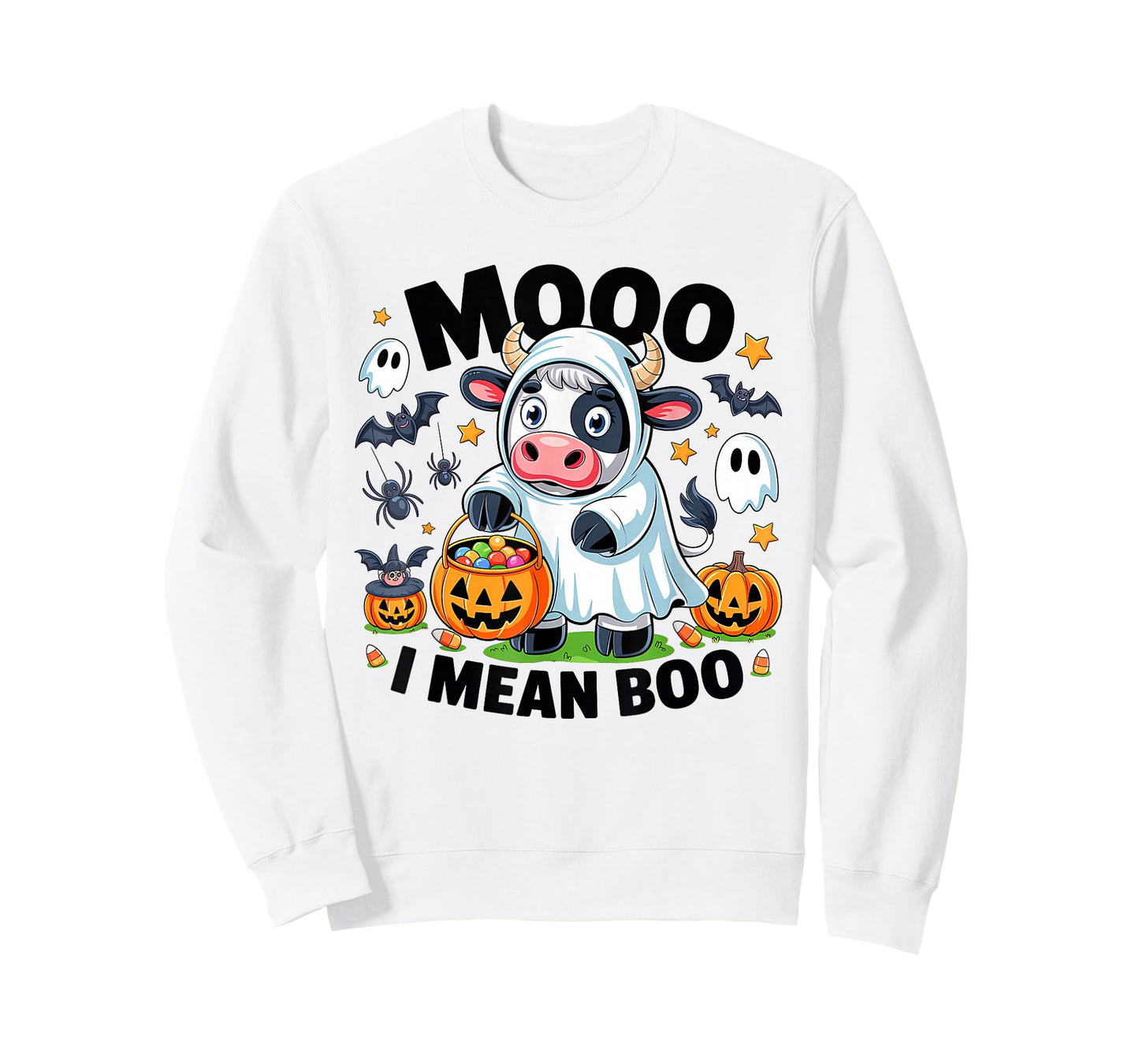 Moo I Mean Boo Spooky Cow Halloween Spooky Heifer Cute Ghost T-Shirt