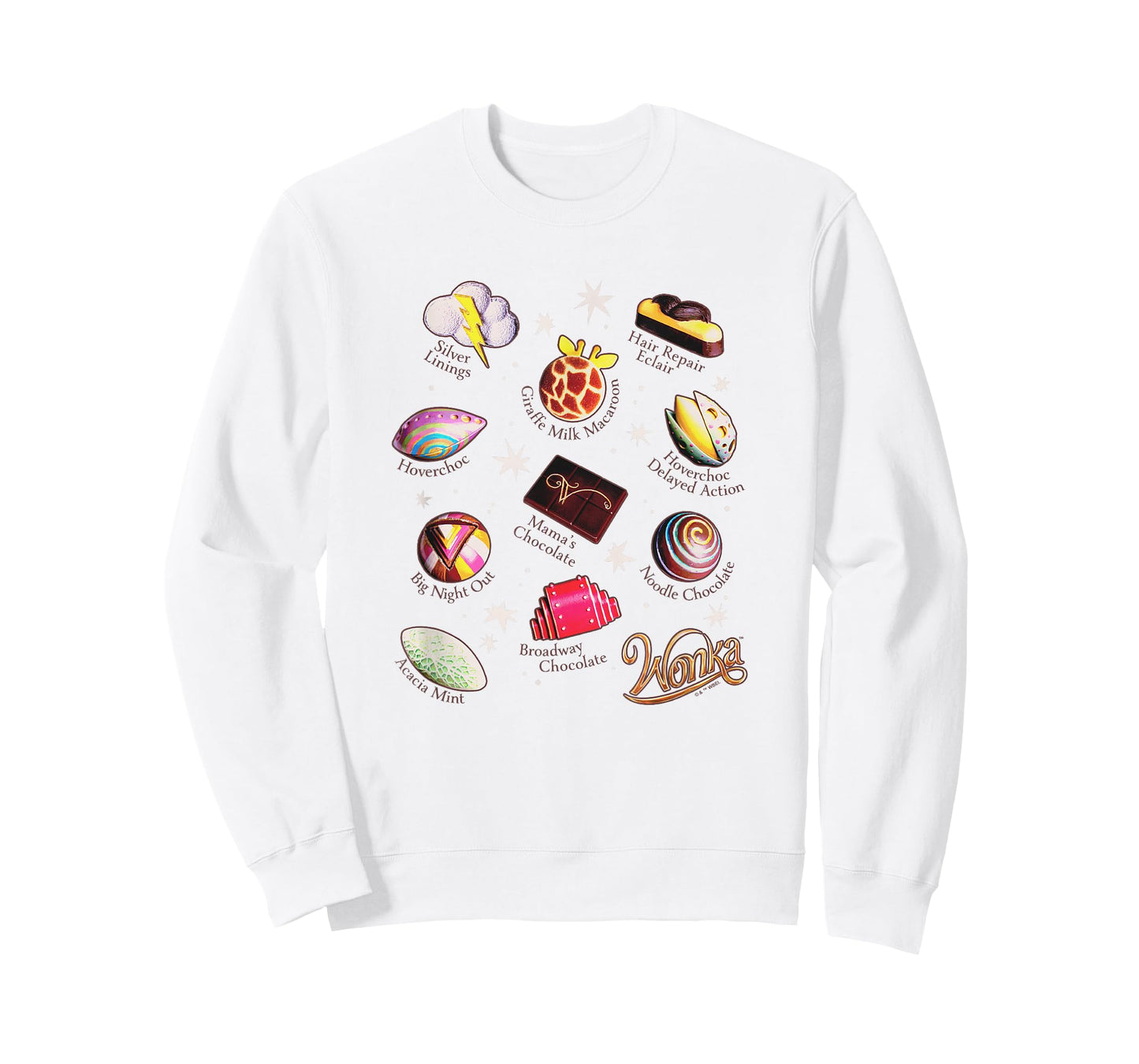 Wonka Brand Vintage Chocolate Variety Collage T-Shirt