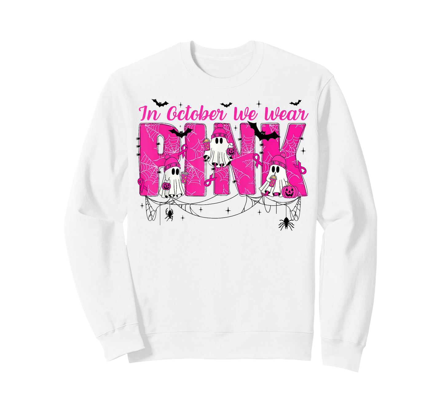 We Wear Pink in October Cute Ghost Breast Cancer Awareness T-Shirt
