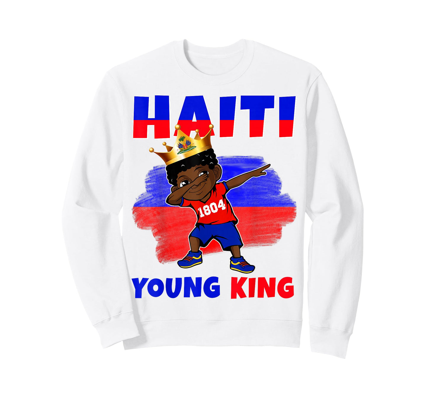 Haiti Young King Haiti Flag Melanin for Black Boys Kids T-Shirt