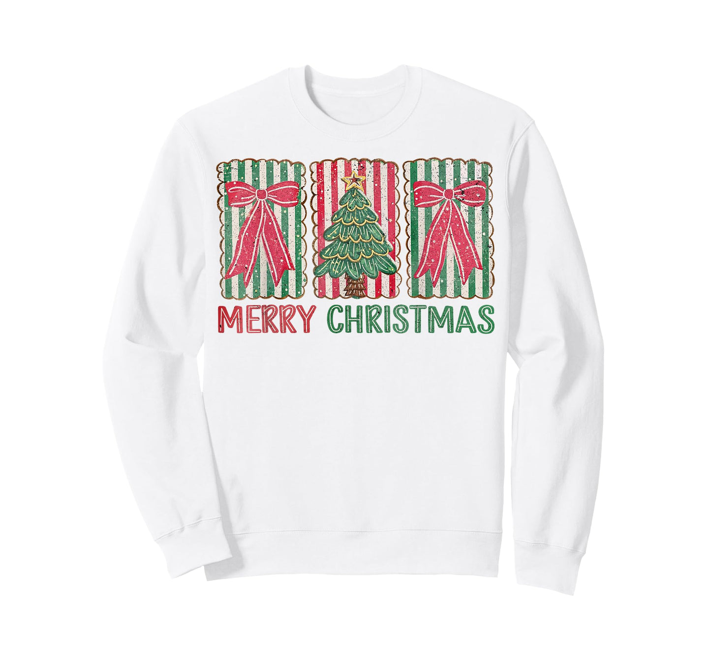 Merry Christmas Tree Coquette Bow Preppy Xmas Women Girls T-Shirt