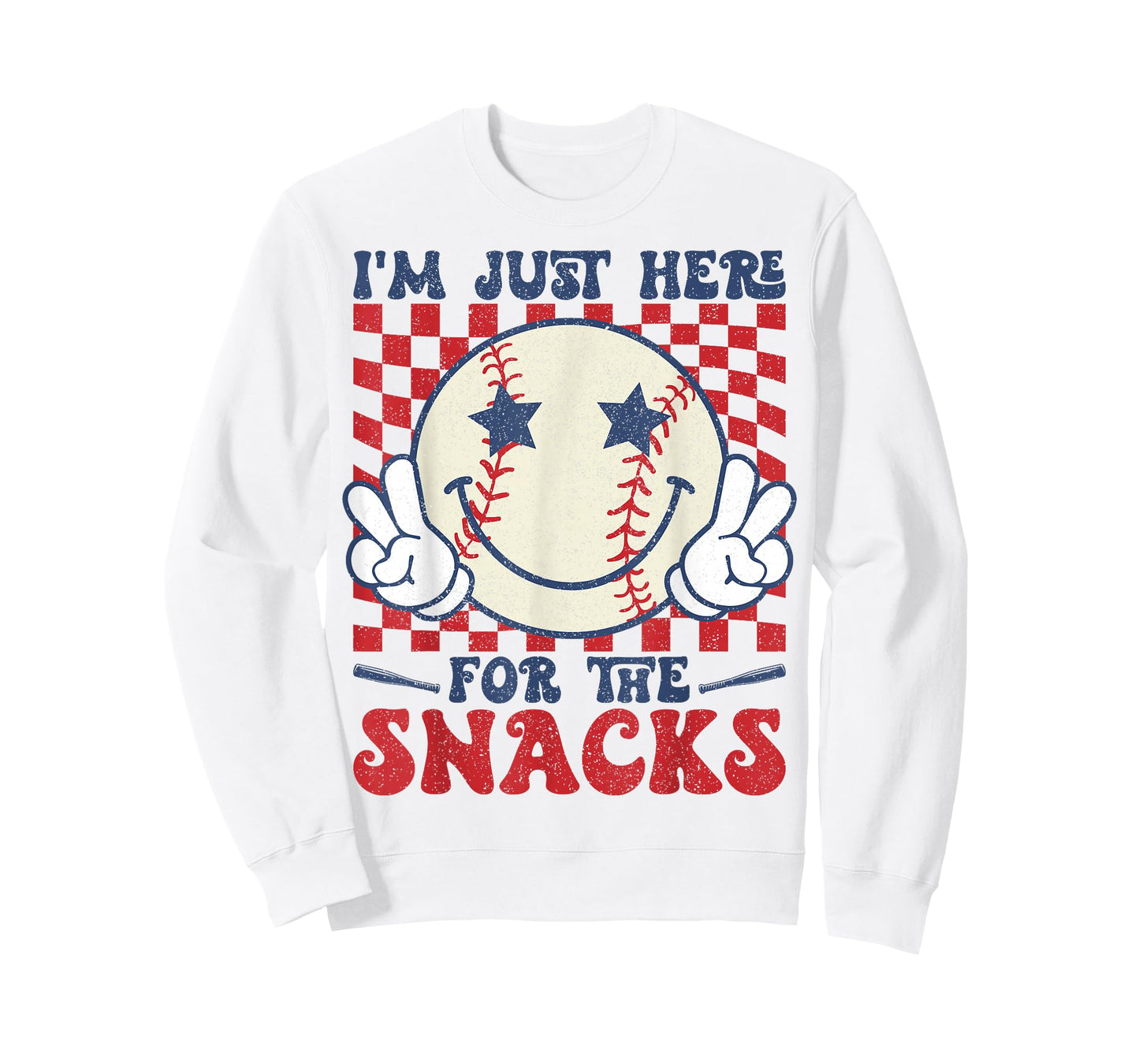 Retro I'm Just Here for the Snacks Baseball Boys Game Day T-Shirt
