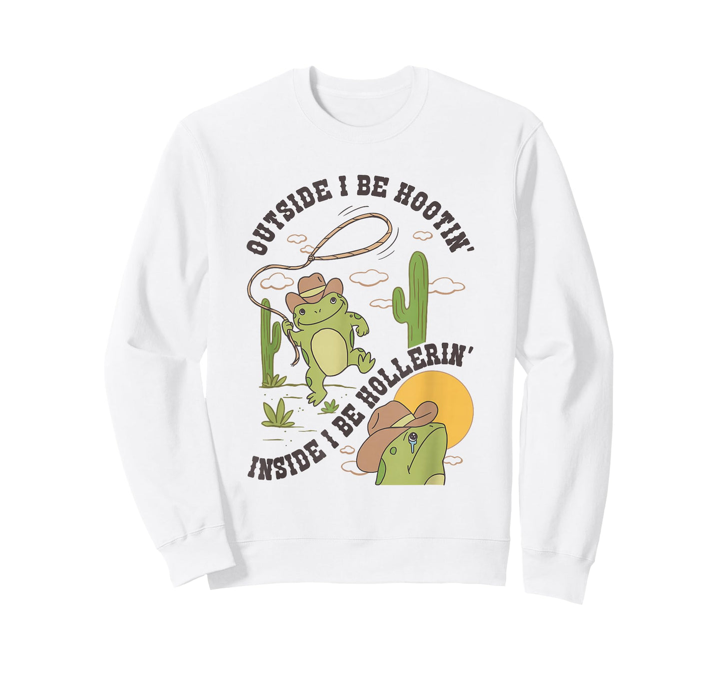 Outside I Be Hootin Inside I Be Hollerin Funny Cactus Frog T-Shirt