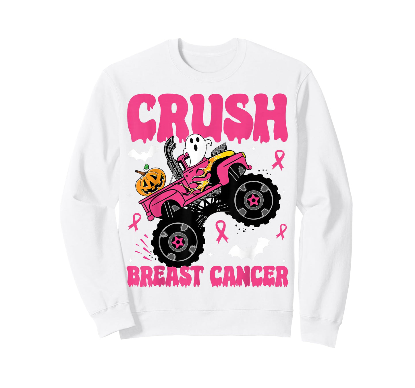 Crush Breast Cancer Awareness Monster Truck Halloween kids T-Shirt