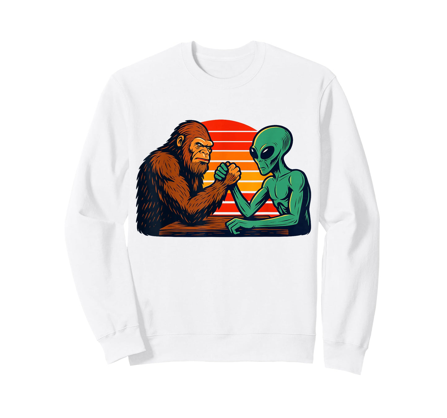Funny Arm Wrestling Bigfoot Alien T-Shirt