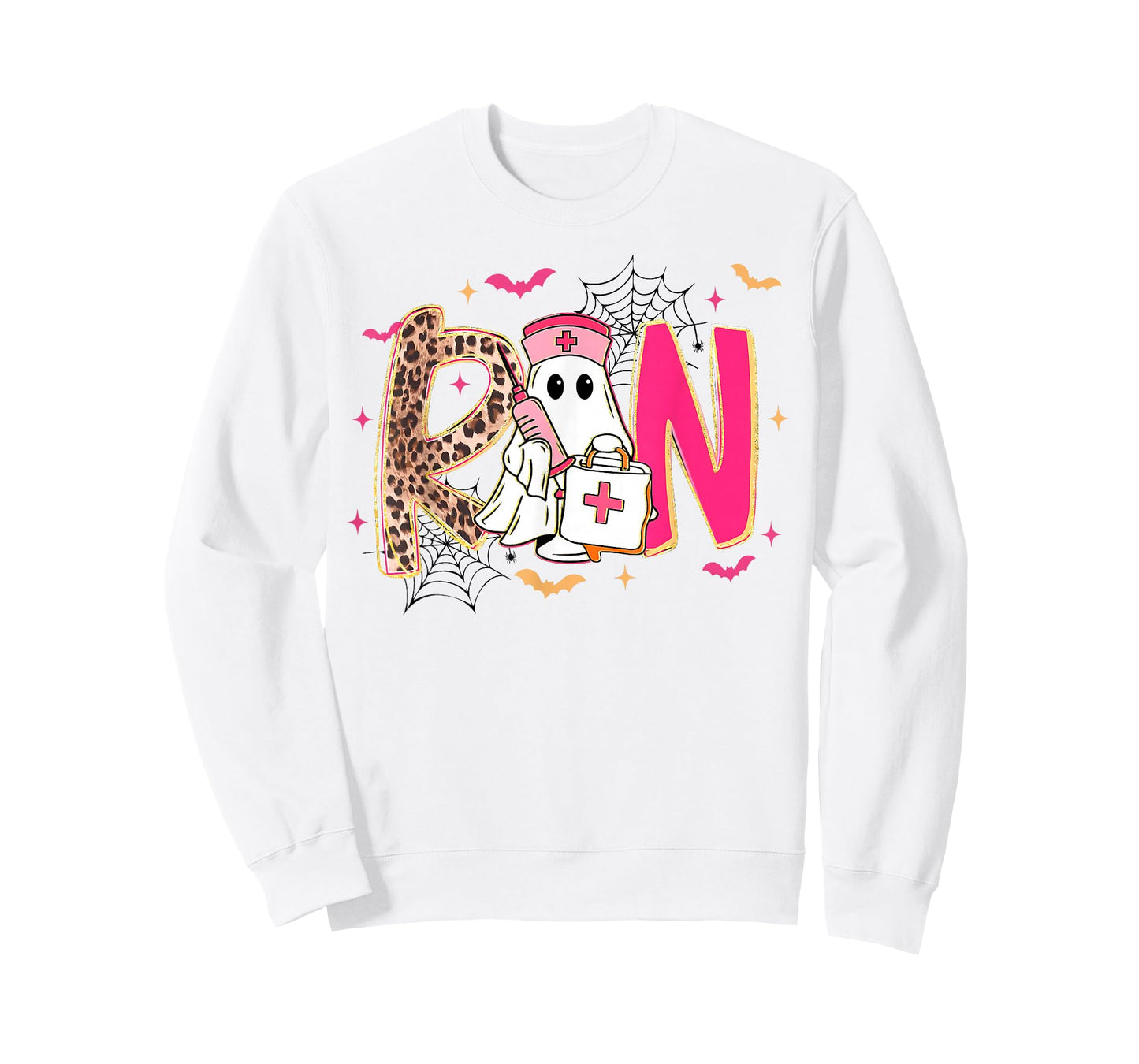 Leopard Spooky RN Nurse Halloween Fall Ghost Boo Nursing T-Shirt