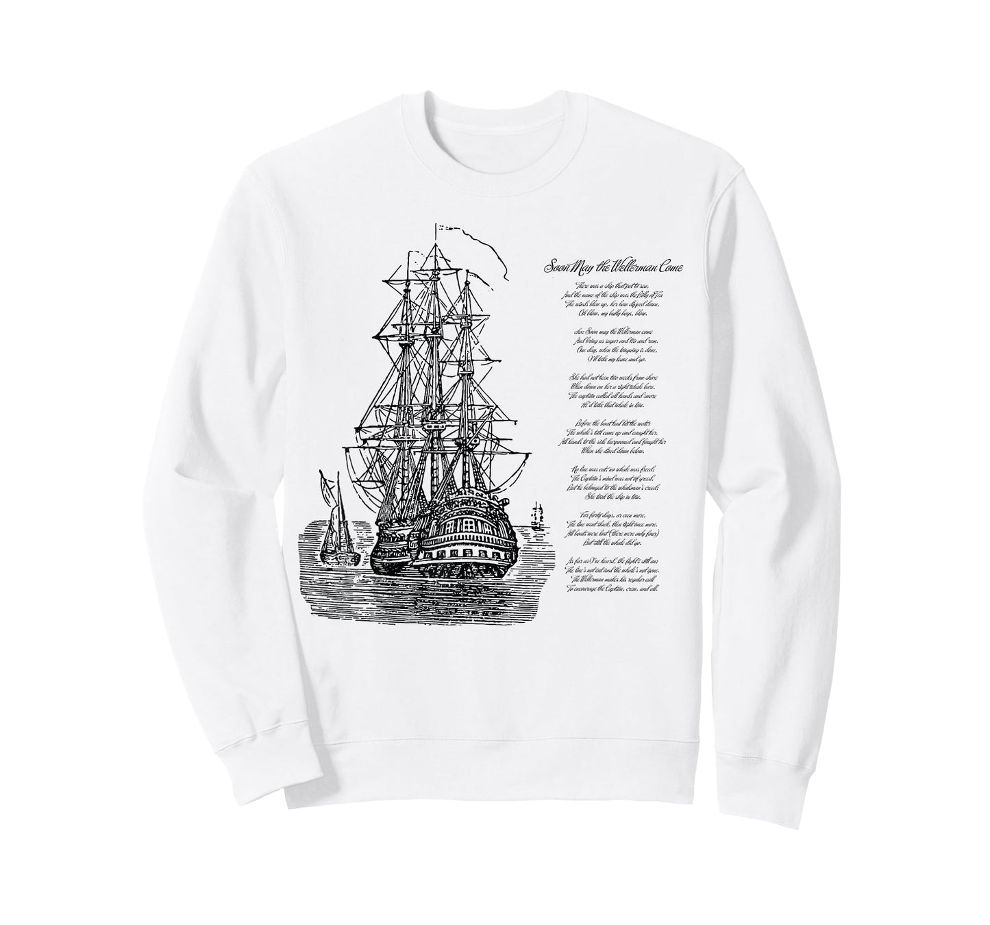Wellerman Song with Vintage Ship, Sea Shanty Design T-Shirt