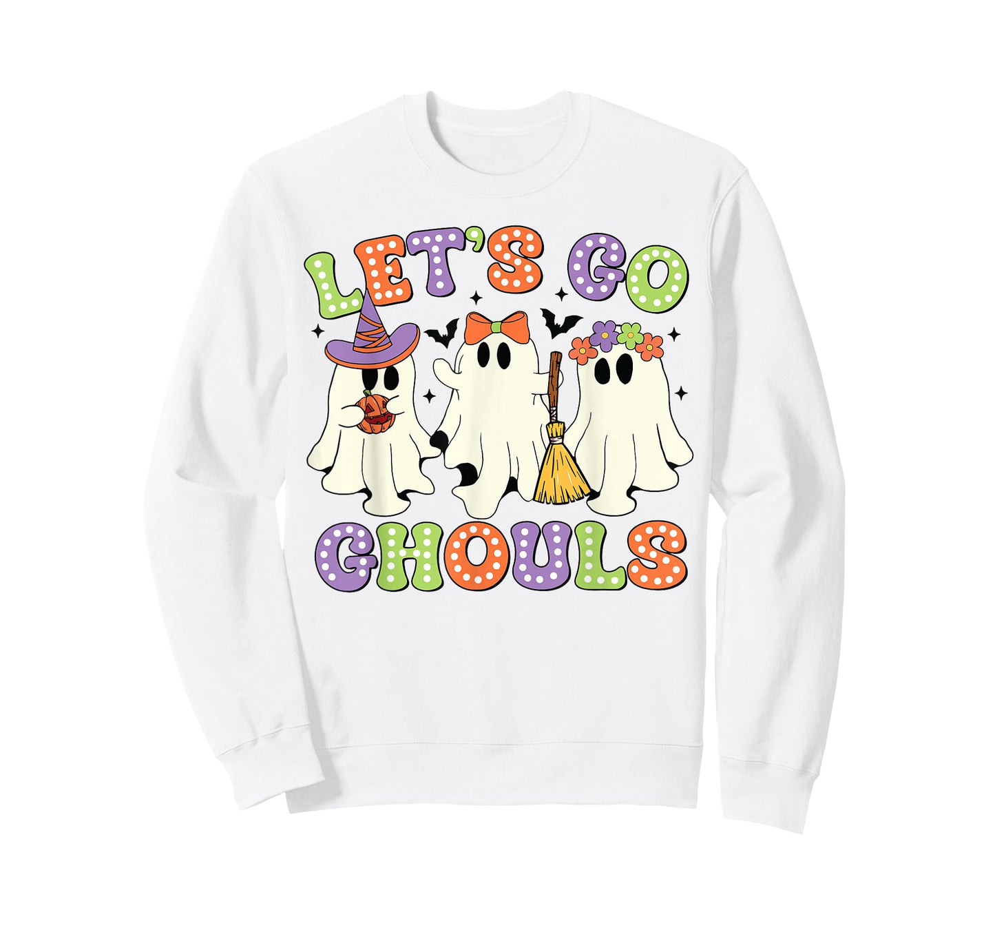 Let's Go Ghouls Scary Ghost Costume Halloween Retro Groovy T-Shirt