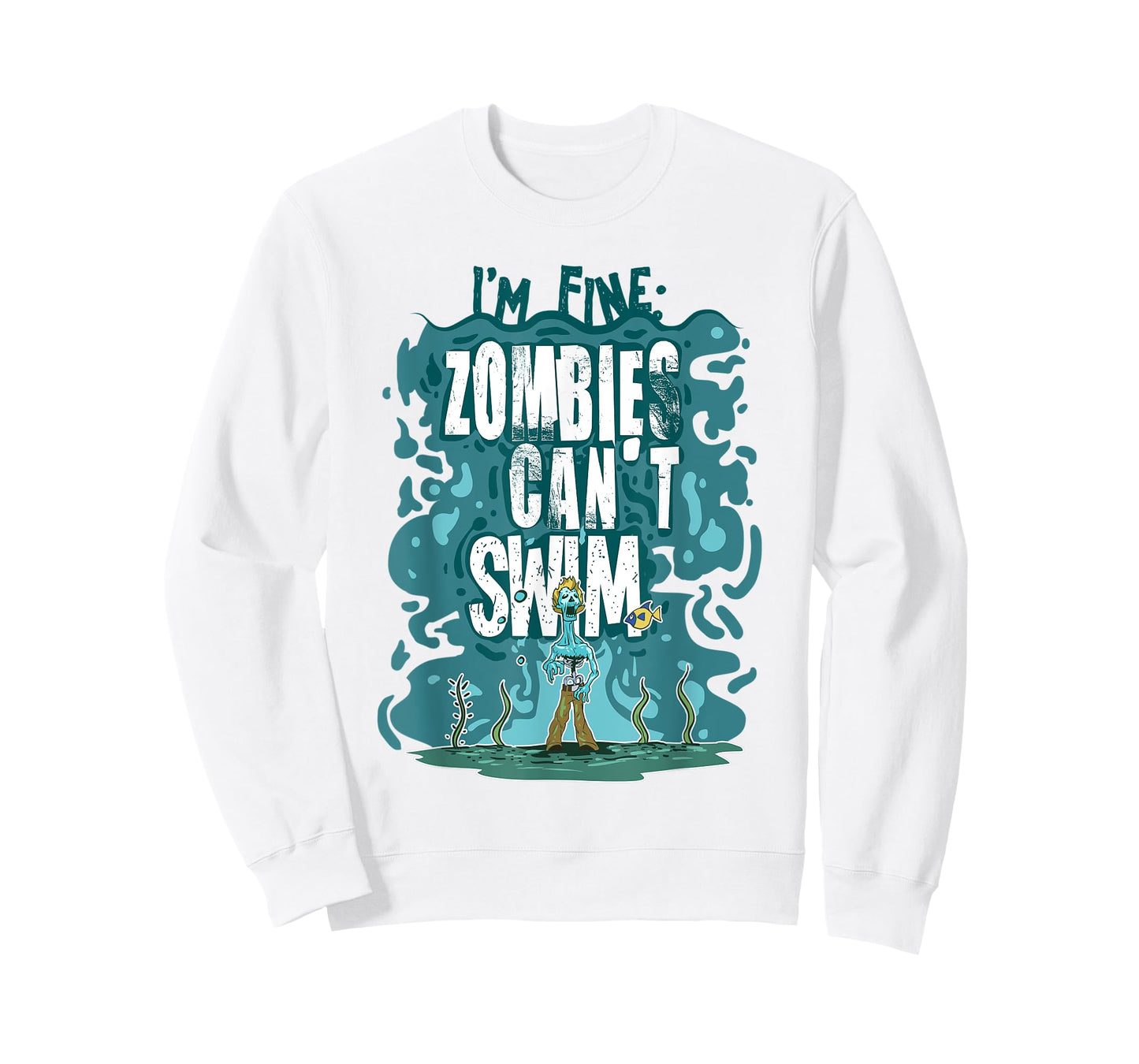 Funny Swimming Quote Gift Zombies Can't Swim for Swimmer T-Shirt