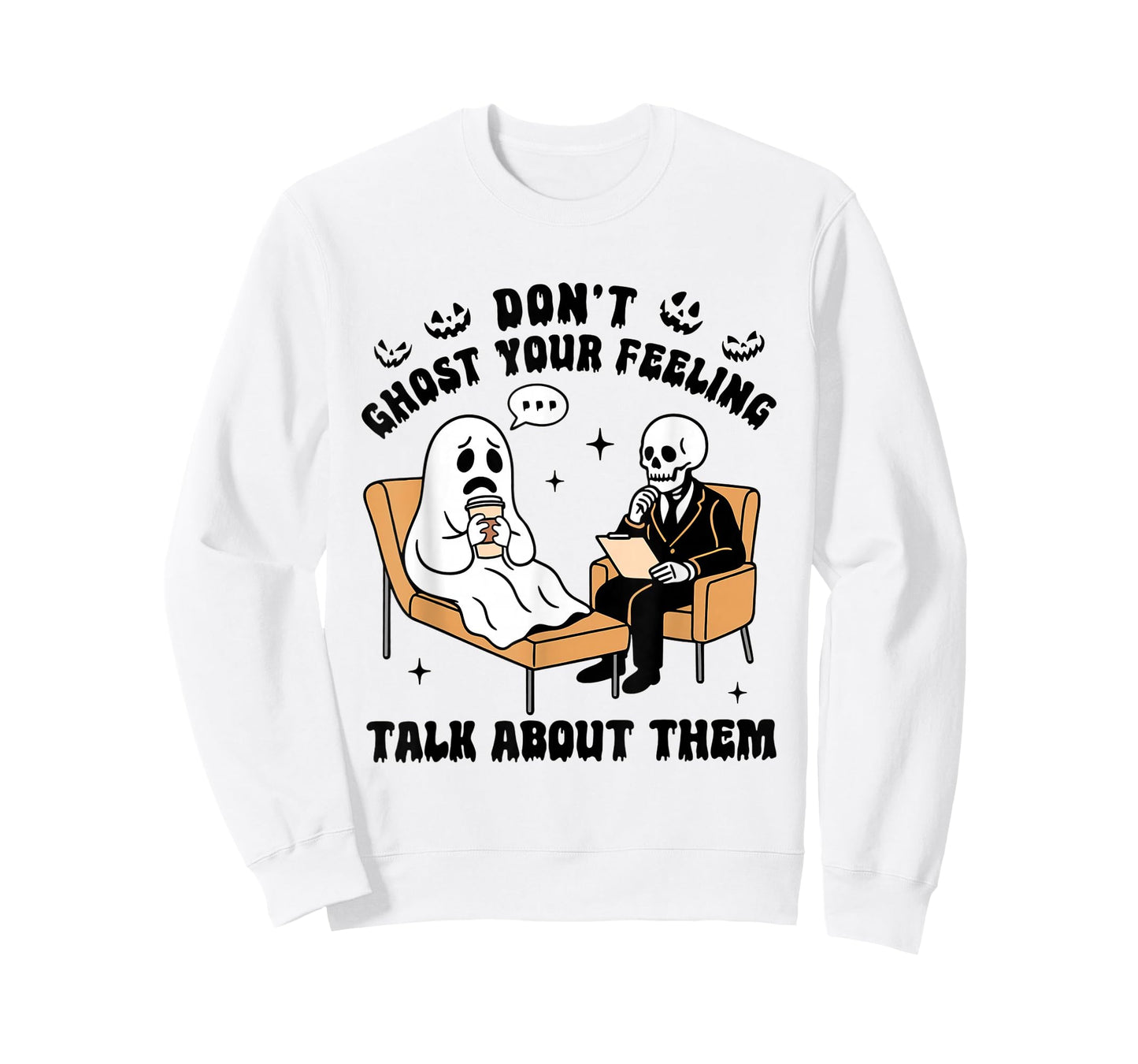 Retro Don't Ghost Your Feelings Mental Health Halloween T-Shirt