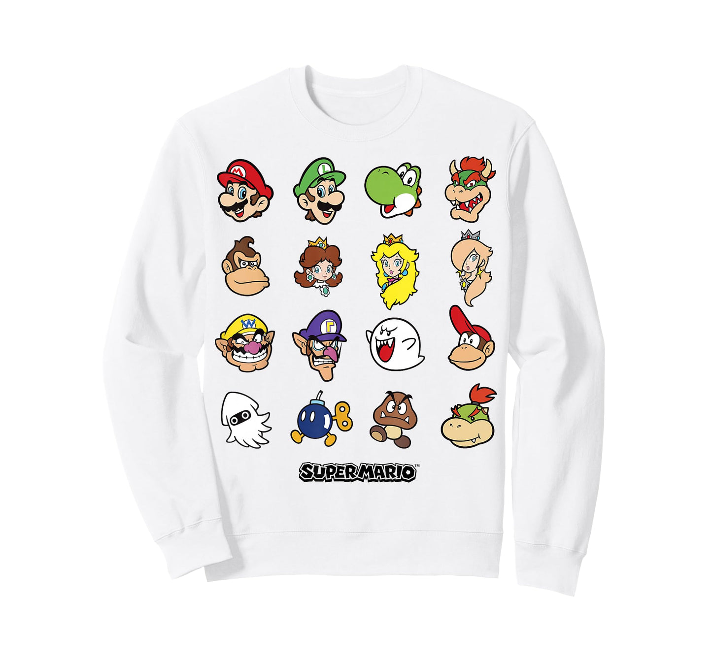 Nintendo Super Mario Character Faces Grid Graphic T-Shirt