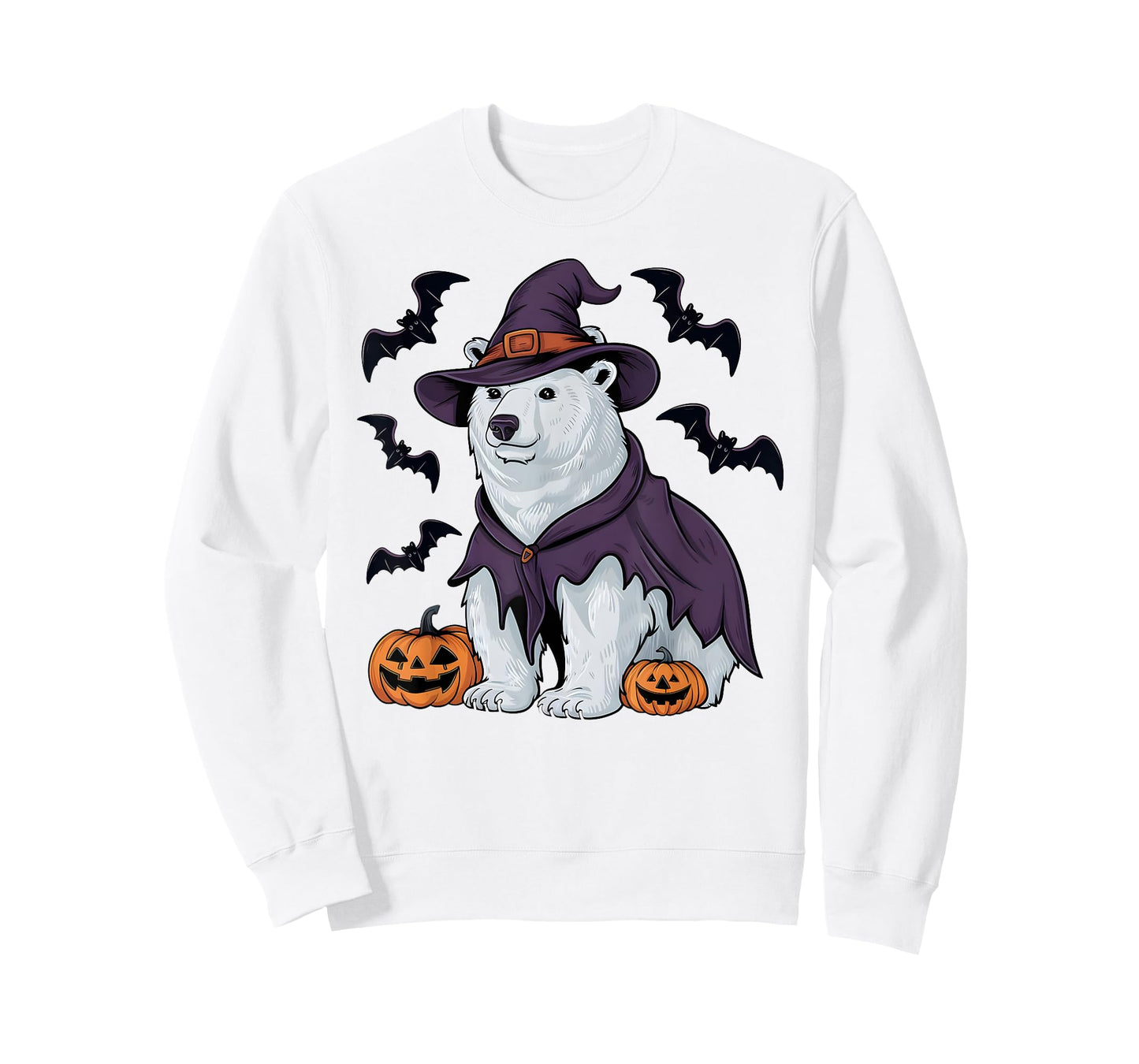 Polar Bear Halloween Costume Scary Pumpkin Bat Witch T-Shirt