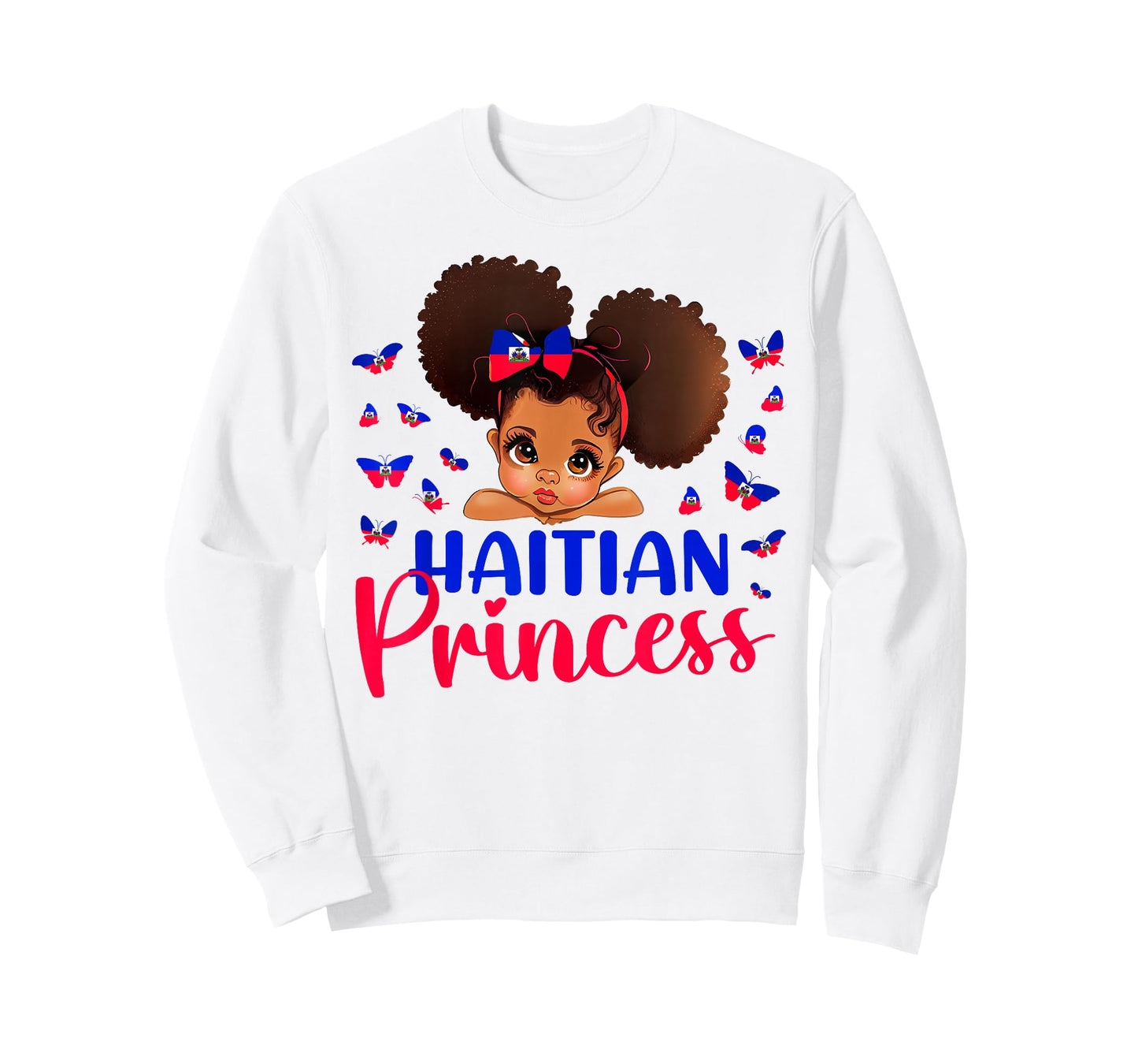 Haitian Princess Haiti Flag Melanin for Black Girls Kids T-Shirt