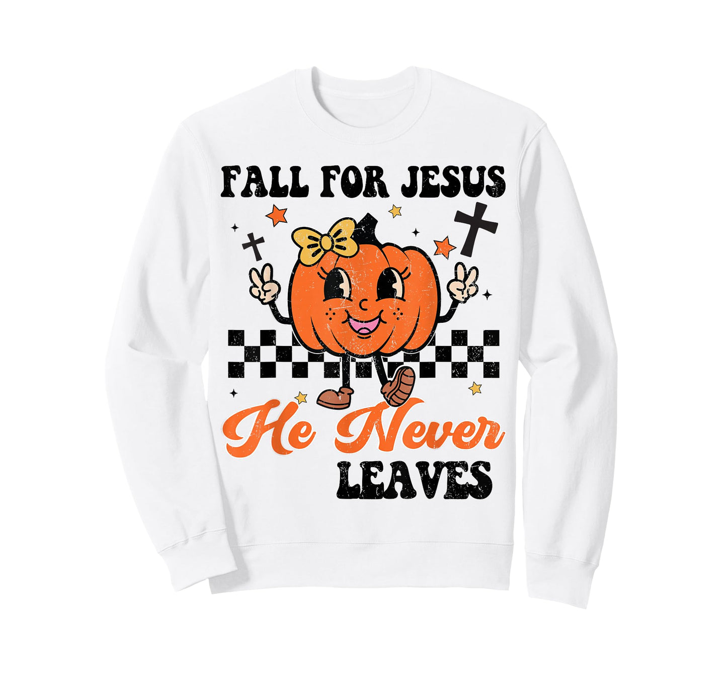 Girl Fall Jesus Never Leaves Thanksgiving Christian Outfit T-Shirt