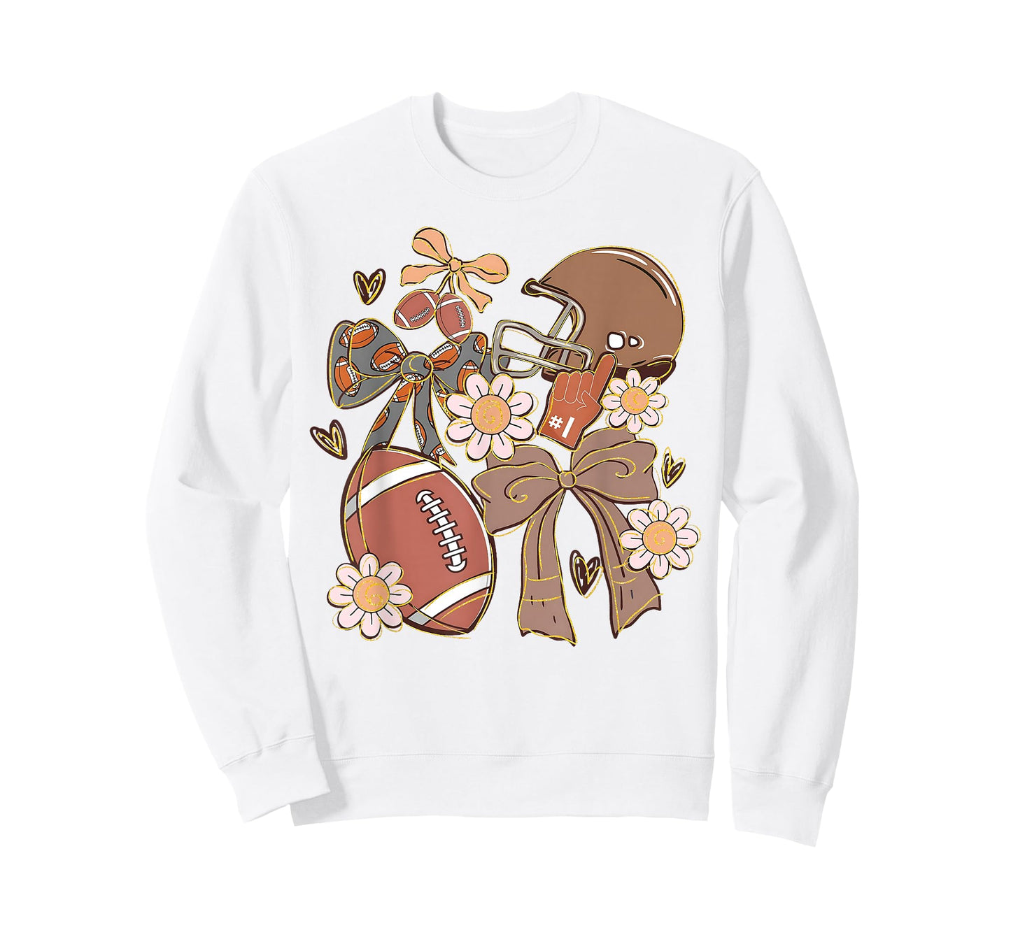 Preppy Football Coquette Bow Game Day Football Women Girls T-Shirt