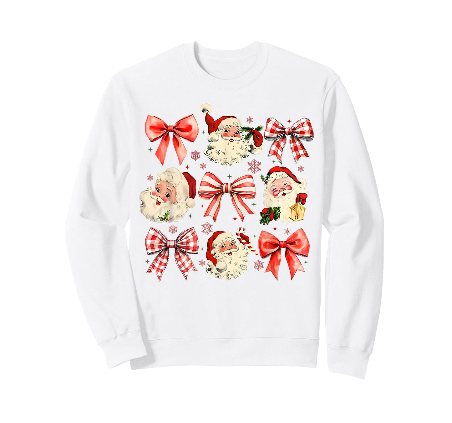 Retro Coquette Santa Red Bows Christmas For Women Girl T-Shirt