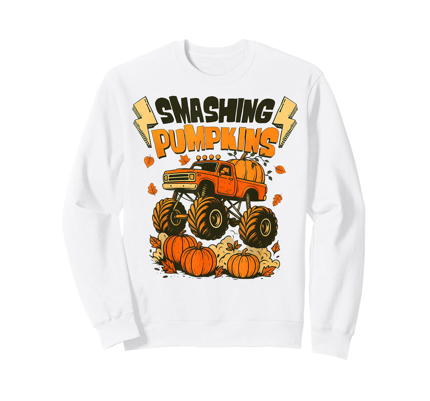 Retro Funny Monster Truck Smashing Pumpkin Boys Halloween T-Shirt
