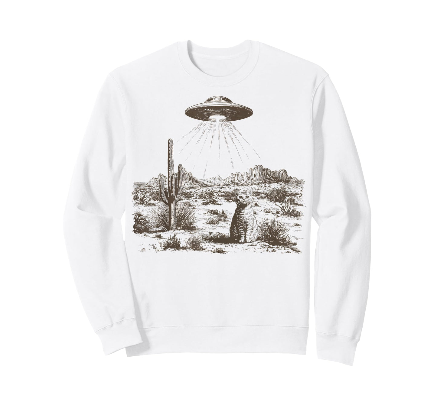 Vintage Western UFO Alien Rodeo Cowboy Cat Wild West Kitten T-Shirt