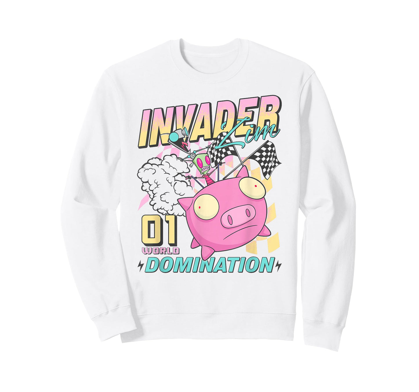 Invader Zim 01 World Domination Zim & Gir Racing Over Pig T-Shirt