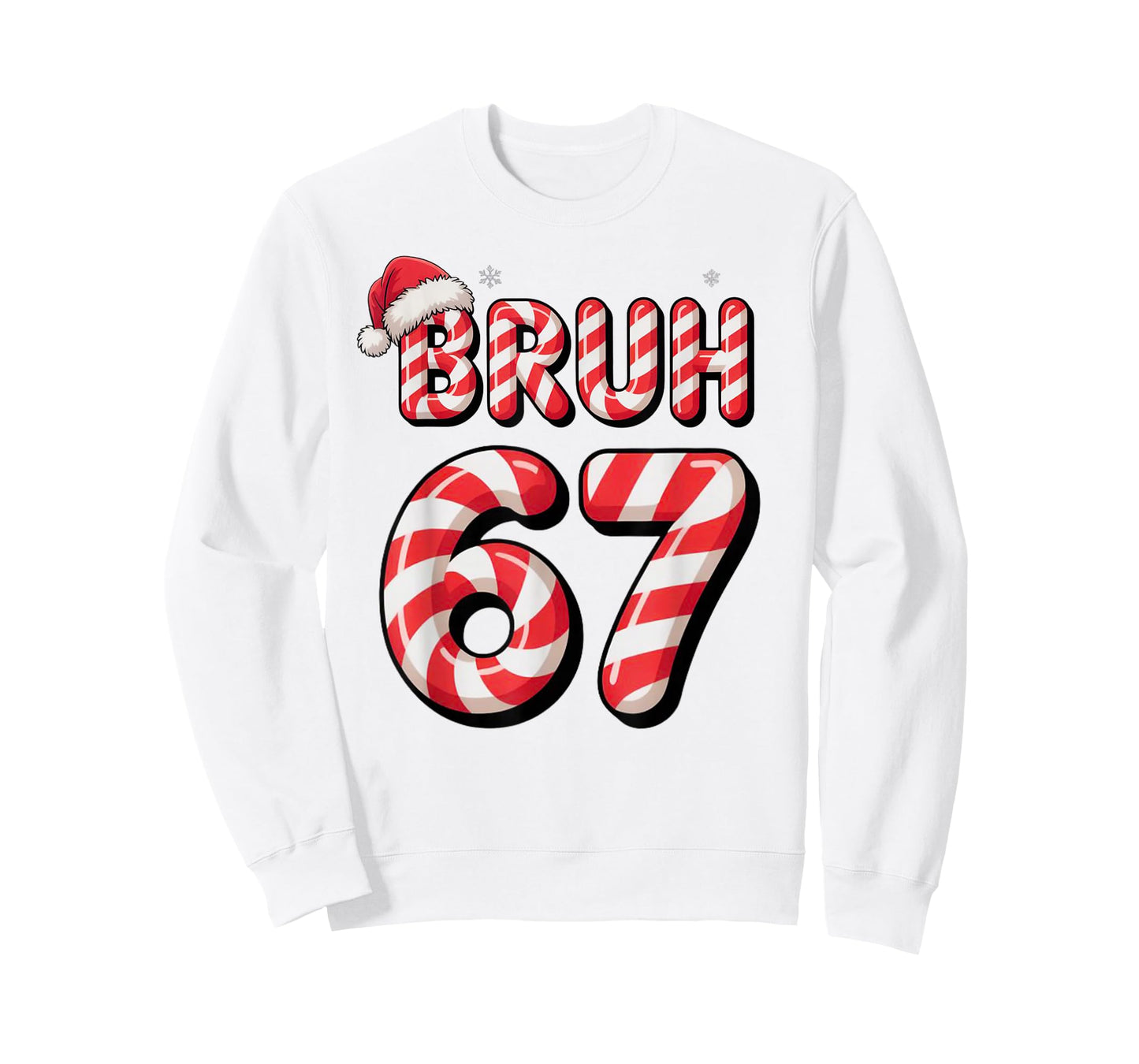 Bruh 67 Christmas Candy Cane for Teen Boys Six Seven Meme T-Shirt