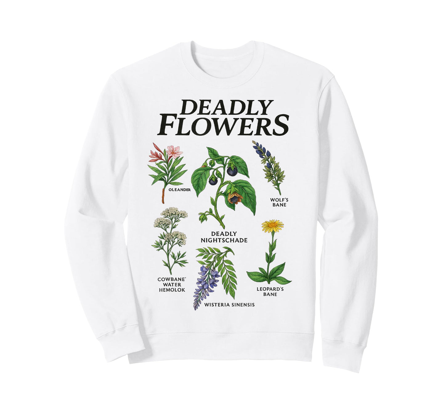Deadly Flowers Gothic Botanical Poisonous Plants Men Women T-Shirt