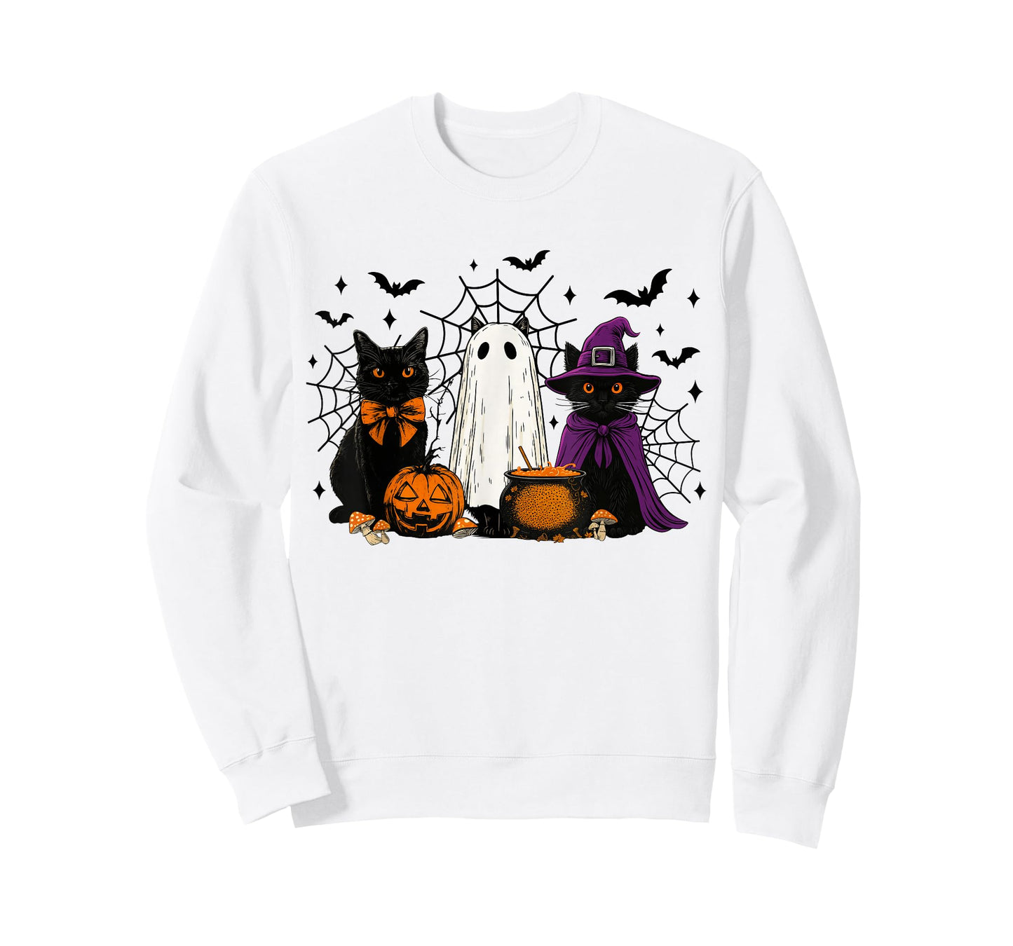 Spooky Witch Black Cat Halloween Pumpkin for Men Women Kids T-Shirt