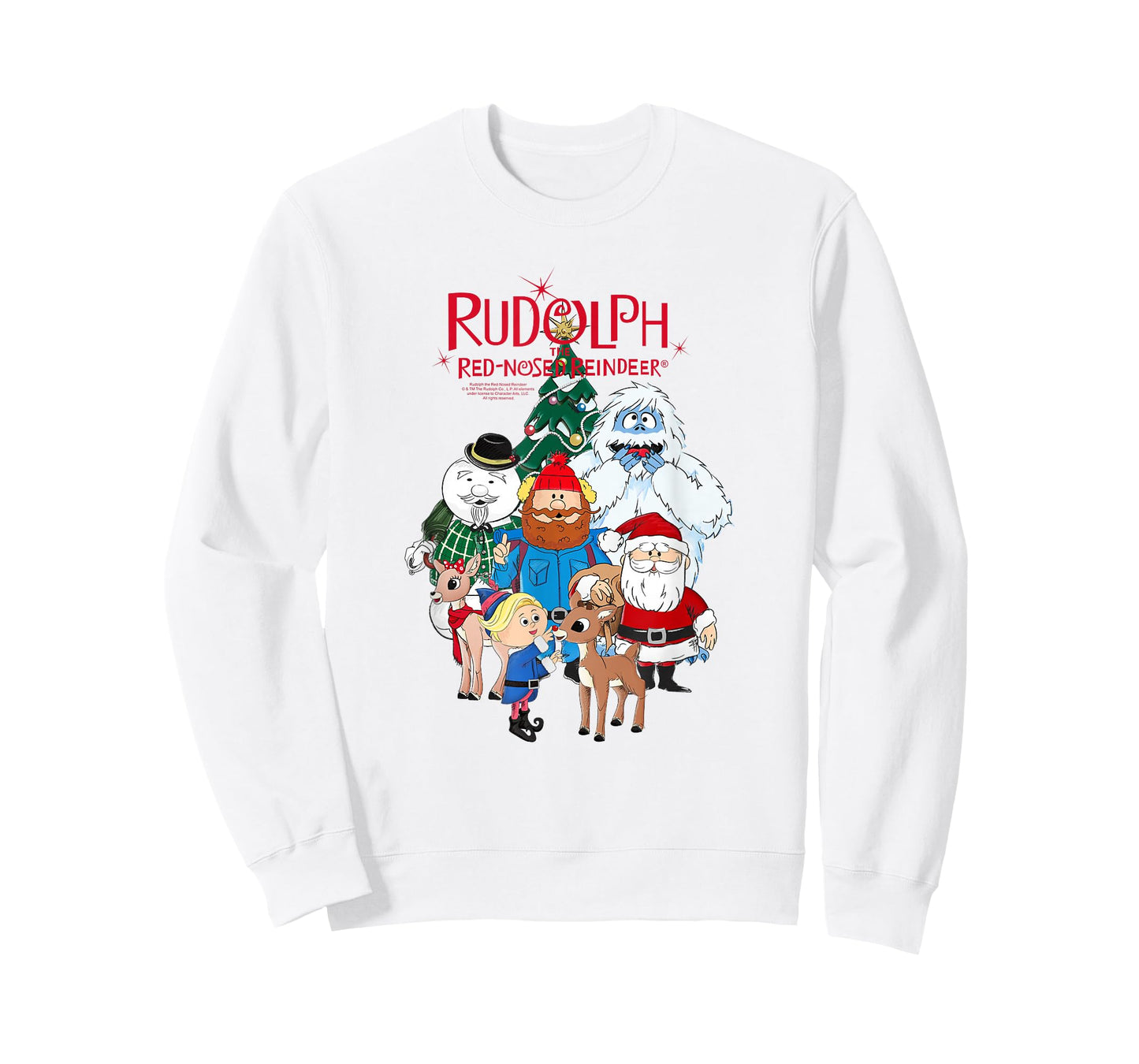 Rudolph Characters with Christmas Tree Retro Holiday T-Shirt