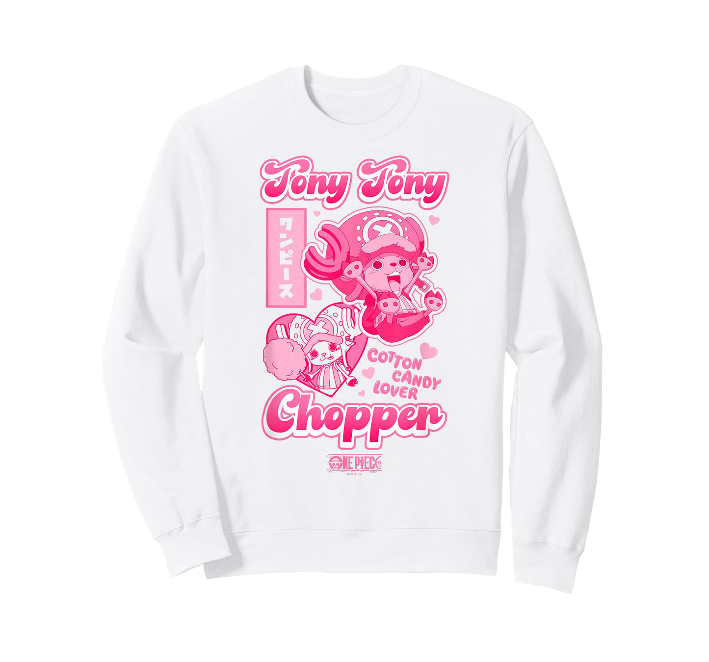 One Piece Anime Tony Tony Chopper Bright Pink Hearts T-Shirt