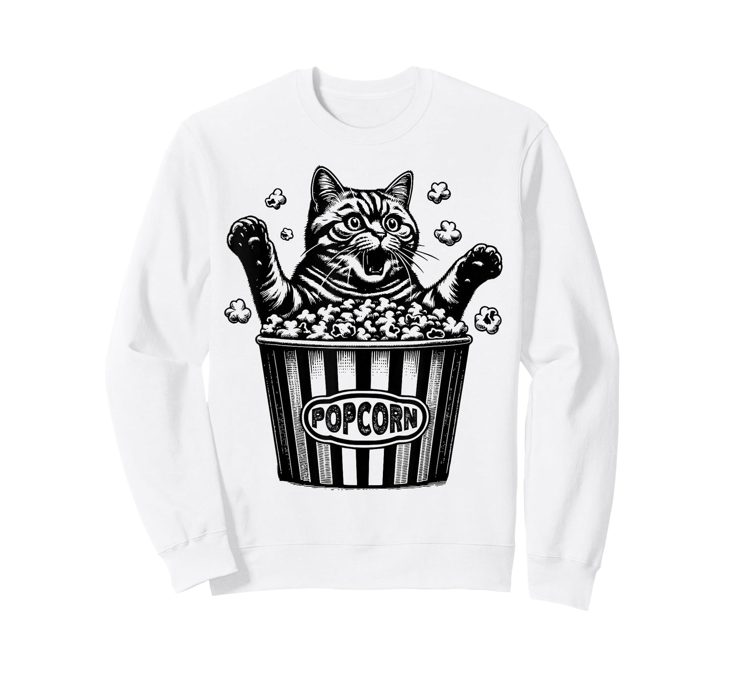 Funny Cat Popcorn Movie Theater Lover Film Buff Movie Night T-Shirt