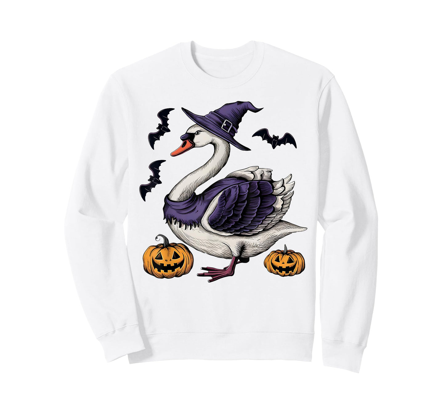 Funny Swan Bird Halloween Costume Scary Pumpkin Bat Witch T-Shirt