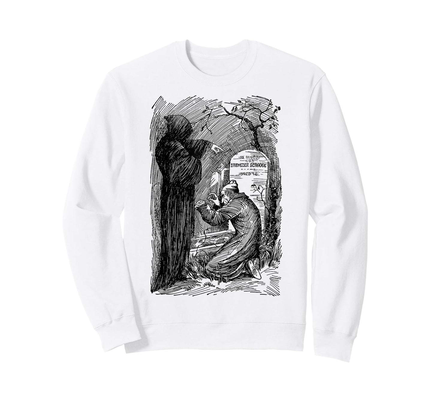 A Christmas Carol Scrooge Tees Unisex Adult Classic Fit Grey T-Shirt - Small - Short Sleeve - Vintage Gothic - Themed Design (Charles Dickens' A Christmas Carol) - Halloween, Christmas